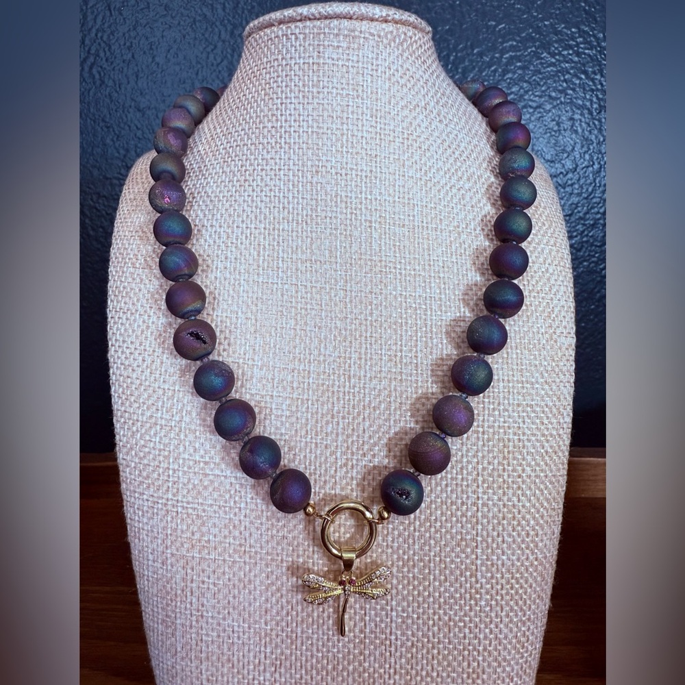 Elegant Multicolor Beaded Necklace with Gold Charm